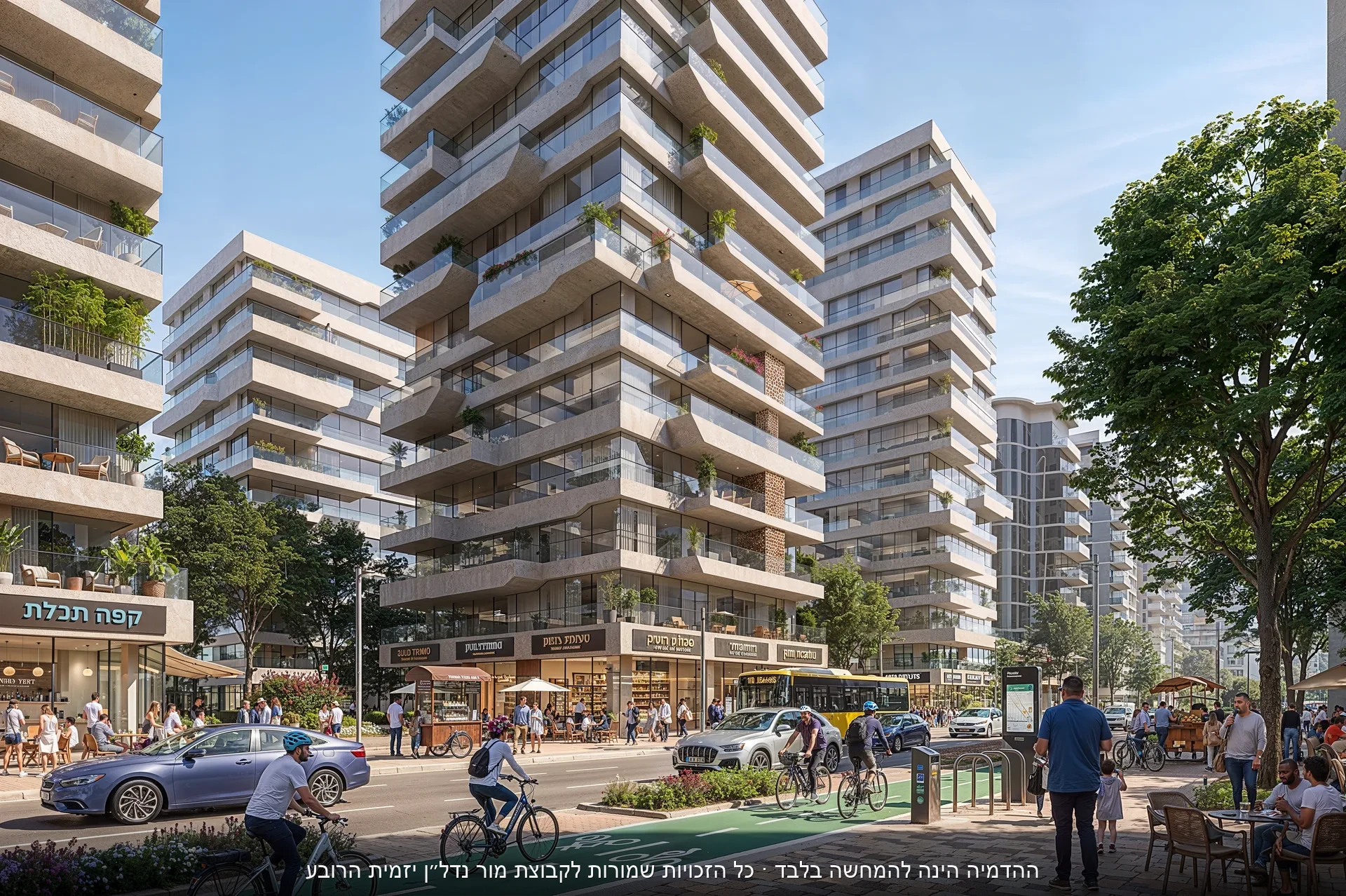 השדרה המרכזית של רובע המייסדים — בתי קפה, מסחר, רוכבי אופניים
